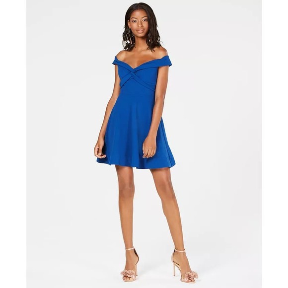 B Darlin Dresses & Skirts - B DARLIN Juniors' Off-The-Shoulder Fit & Flare Dress Sz 5/6